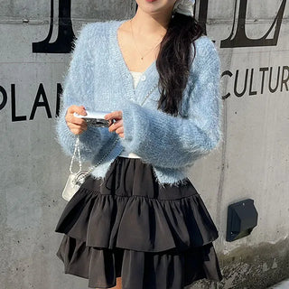Lamong Poyon Pine Needle Fur Cardigan