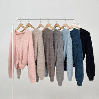 Lamong Poyon Pine Needle Fur Cardigan