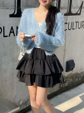 Lamong Poyon Pine Needle Fur Cardigan