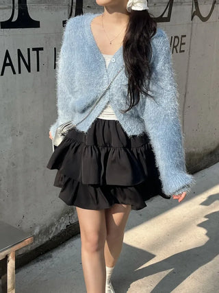 Lamong Poyon Pine Needle Fur Cardigan