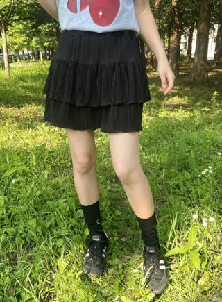 Jackie Pleated Tiered Mini Skirt