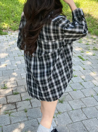 Suno Summer Linen Oversized Check Shirt