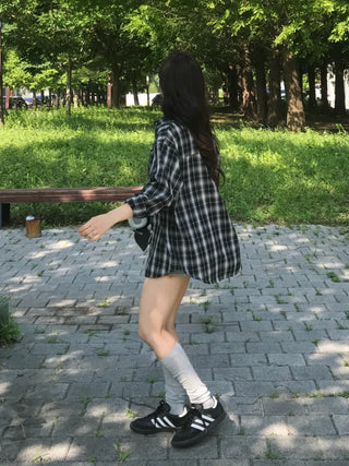 Suno Summer Linen Oversized Check Shirt