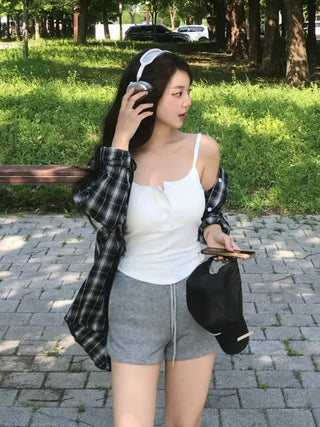 Suno Summer Linen Oversized Check Shirt