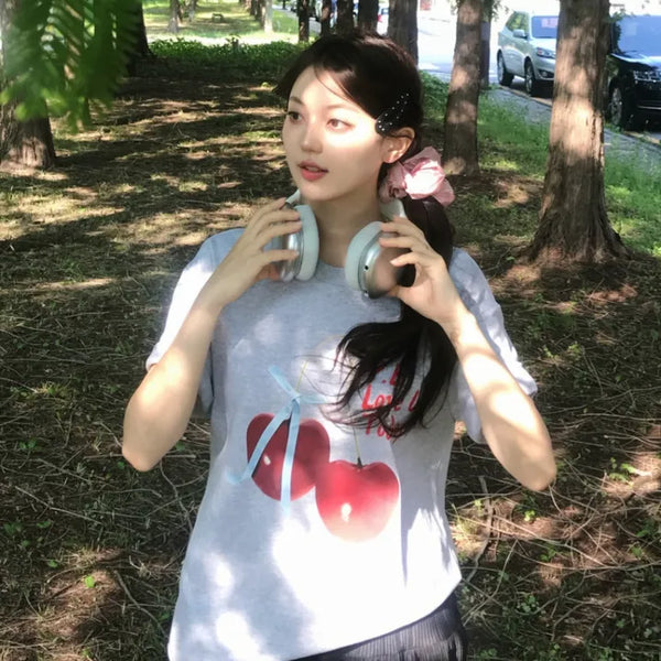 Lamo Oversized Cherry Print Short Sleeve T-shirt