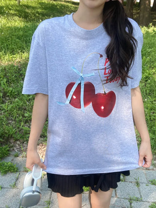 Lamo Oversized Cherry Print Short Sleeve T-shirt
