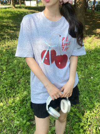 Lamo Oversized Cherry Print Short Sleeve T-shirt