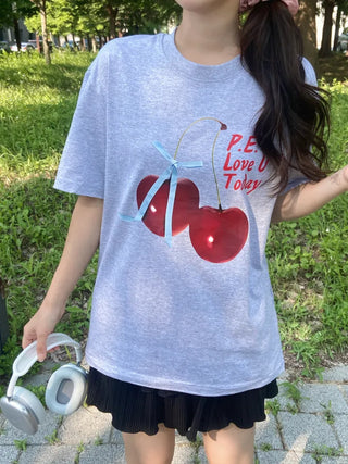 Lamo Oversized Cherry Print Short Sleeve T-shirt