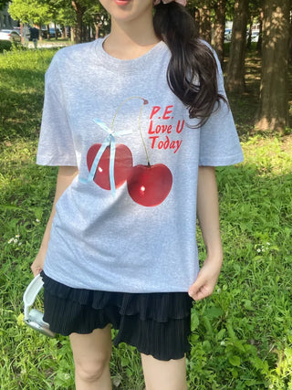 Lamo Oversized Cherry Print Short Sleeve T-shirt