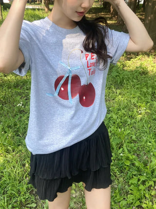 Lamo Oversized Cherry Print Short Sleeve T-shirt