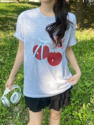 Lamo Oversized Cherry Print Short Sleeve T-shirt