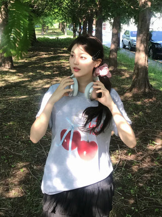 Lamo Oversized Cherry Print Short Sleeve T-shirt
