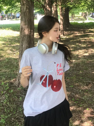 Lamo Oversized Cherry Print Short Sleeve T-shirt