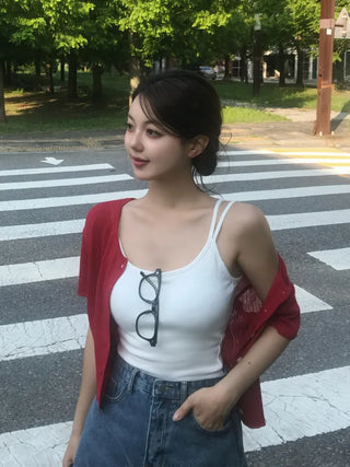 Jomi Summer Ribbed Short Sleeve U-Neck Cardigan