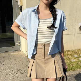 Ebon Crop Fit Short Sleeve Shirt Blouse