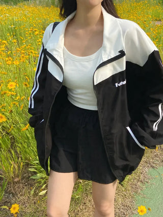Simple Windbreaker Turtleneck Embroidered Windbreaker