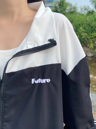 Simple Windbreaker Turtleneck Embroidered Windbreaker