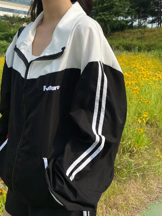 Simple Windbreaker Turtleneck Embroidered Windbreaker