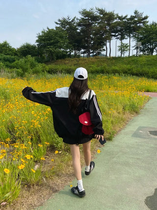 Simple Windbreaker Turtleneck Embroidered Windbreaker