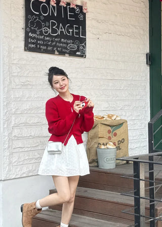 Line Soft Round Knit Cardigan