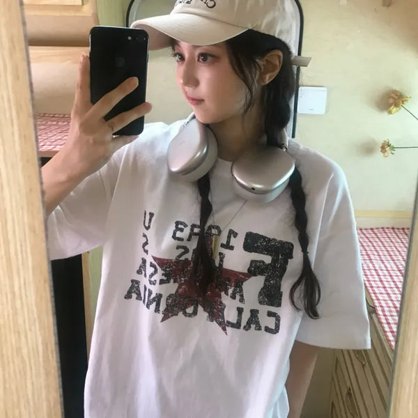 Loose Fit Round Neck 1993USA Short Sleeve T-shirt