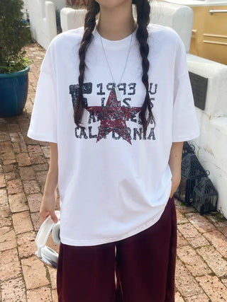 Loose Fit Round Neck 1993USA Short Sleeve T-shirt