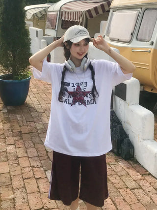 Loose Fit Round Neck 1993USA Short Sleeve T-shirt