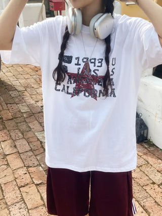 Loose Fit Round Neck 1993USA Short Sleeve T-shirt