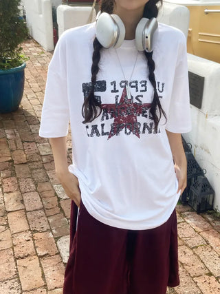 Loose Fit Round Neck 1993USA Short Sleeve T-shirt