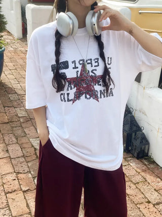 Loose Fit Round Neck 1993USA Short Sleeve T-shirt