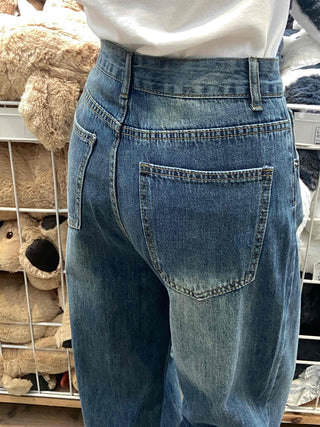 Distressed Damage Denim Long Pants