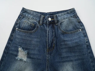 Distressed Damage Denim Long Pants