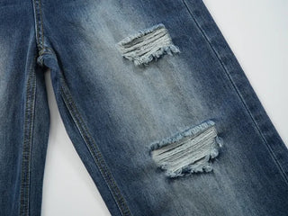 Distressed Damage Denim Long Pants