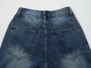 Distressed Damage Denim Long Pants