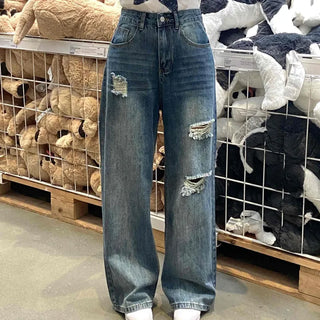 Distressed Damage Denim Long Pants