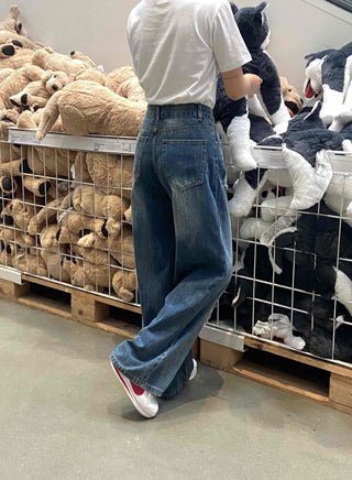 Distressed Damage Denim Long Pants