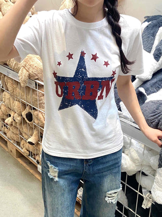 Simple Urban Star Short Sleeve T-shirt