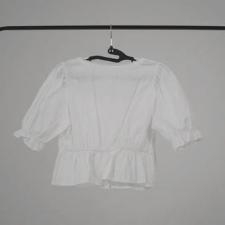 Lovely Erin Lace Square Puff Short Sleeve Blouse