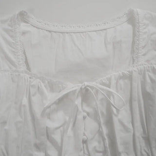 Lovely Erin Lace Square Puff Short Sleeve Blouse