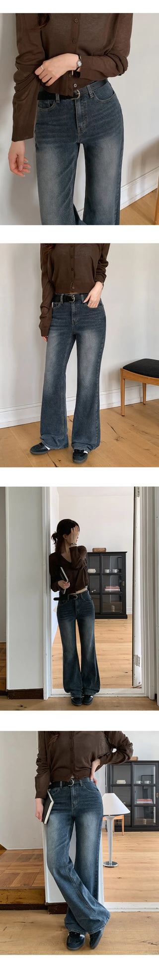 Trilin Stretch Bootcut Washed Denim Pants