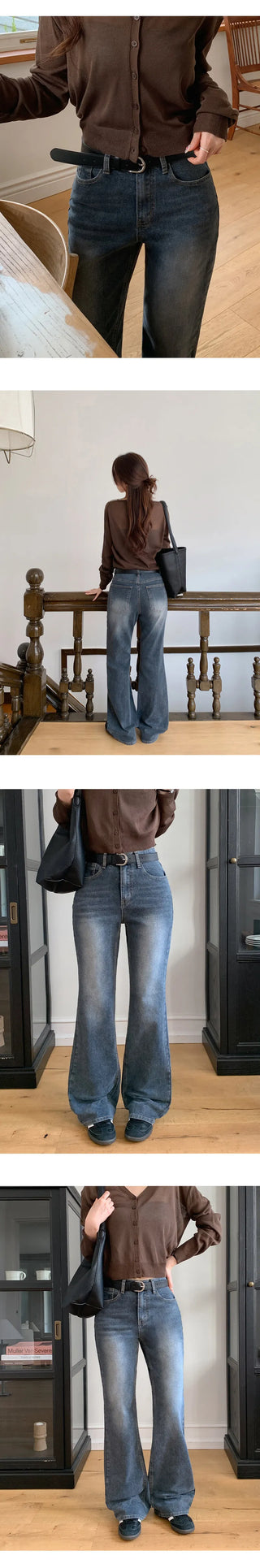 Trilin Stretch Bootcut Washed Denim Pants