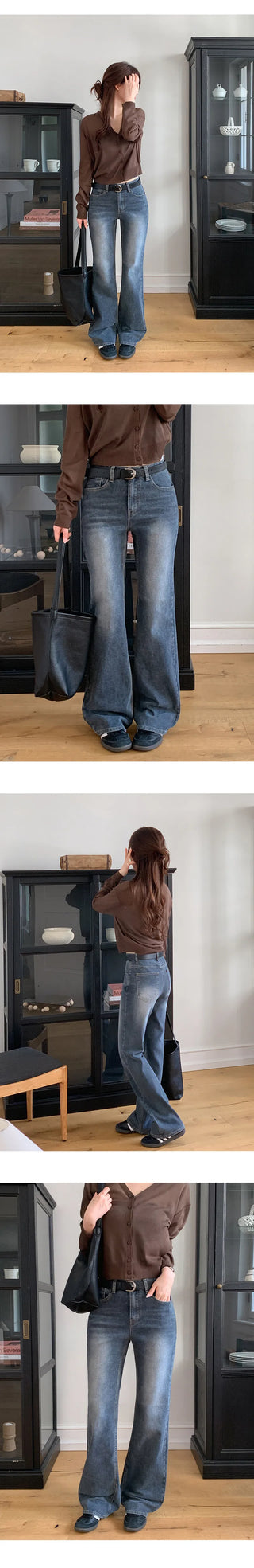 Trilin Stretch Bootcut Washed Denim Pants