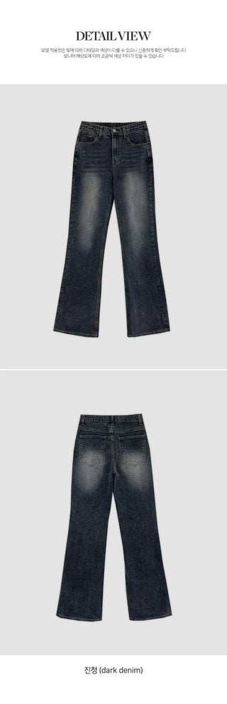 Trilin Stretch Bootcut Washed Denim Pants