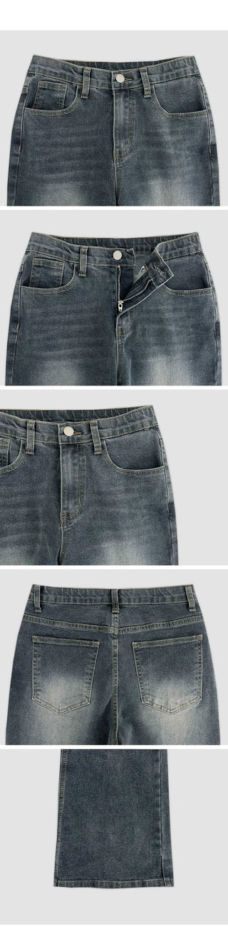 Trilin Stretch Bootcut Washed Denim Pants