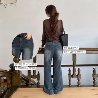 Trilin Stretch Bootcut Washed Denim Pants