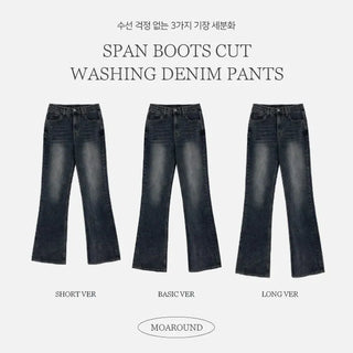 Trilin Stretch Bootcut Washed Denim Pants