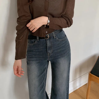 Trilin Stretch Bootcut Washed Denim Pants