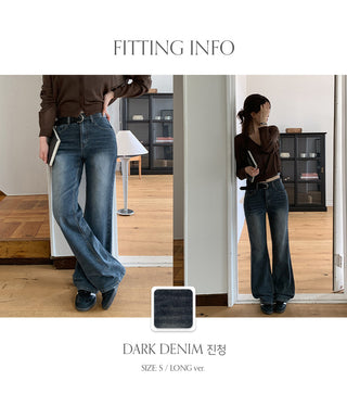 Trilin Stretch Bootcut Washed Denim Pants