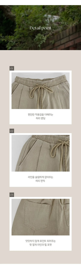 Harens Pintuck Wide Elastic Cotton Pants