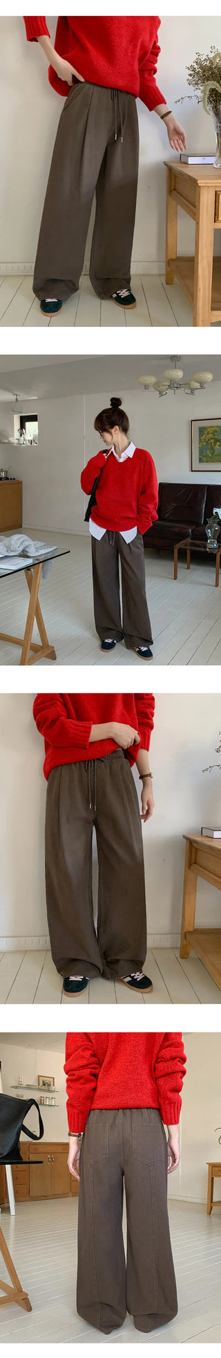 Harens Pintuck Wide Elastic Cotton Pants